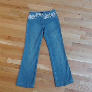 Vintage ESCADA Jeans Straight Leg Denim Ivory Lace